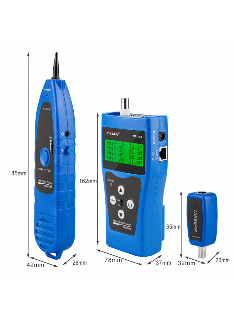 Tester per cavi della rete di rete di guasto NOYAFA NF-388 con 8 telecomandi. Per RJ45 e RJ11 /USB /Cavo coassiale