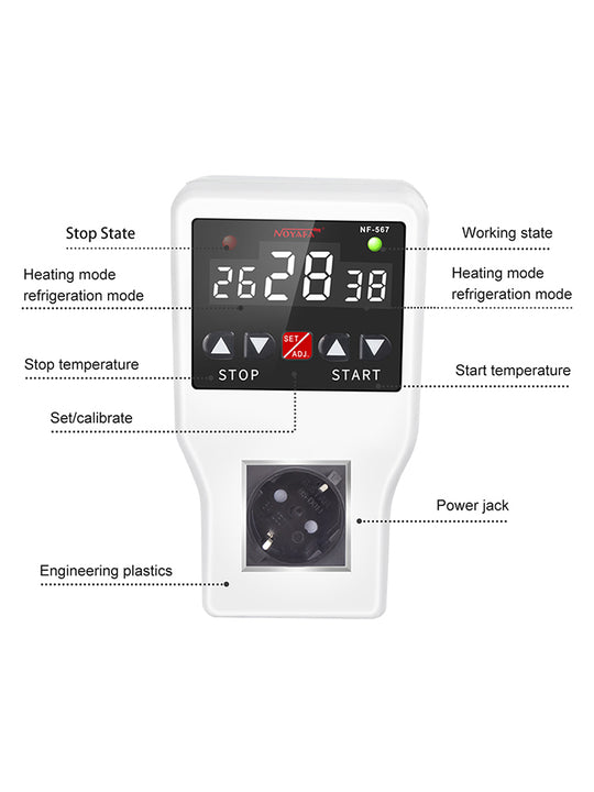 Termostato de temporizador noyafa NF -567 con sonda impermeable 10a 2200W Rango -9 ~ 99 ℃
