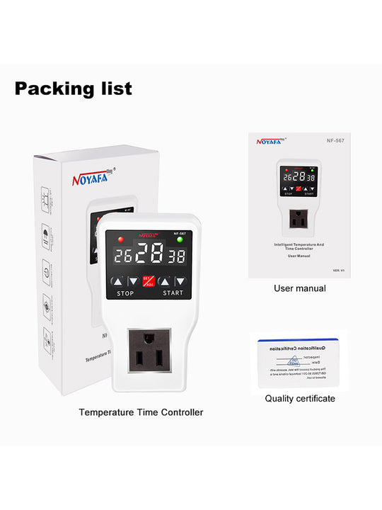 Termostato de temporizador noyafa NF -567 con sonda impermeable 10a 2200W Rango -9 ~ 99 ℃