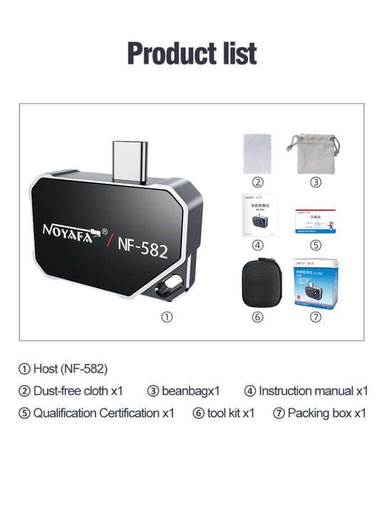 NOYAFA NF-582 20g Ultra - Lightweight Thermal Infrared Camera: AI - Filtered, with Advanced Tracking, Customized Colors, and Smart App