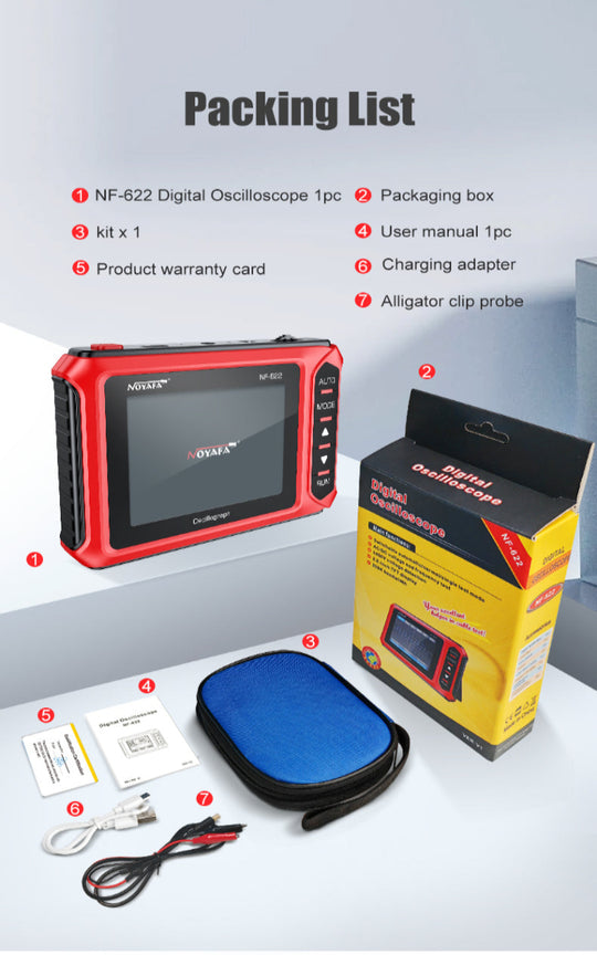 NOYAFA NF-622 Μίνι Χειροκίνητο ψηφιακό παλμικό usloscope για τάση, συχνότητα, χρόνο ανύψωσης και πλάτος παλμού