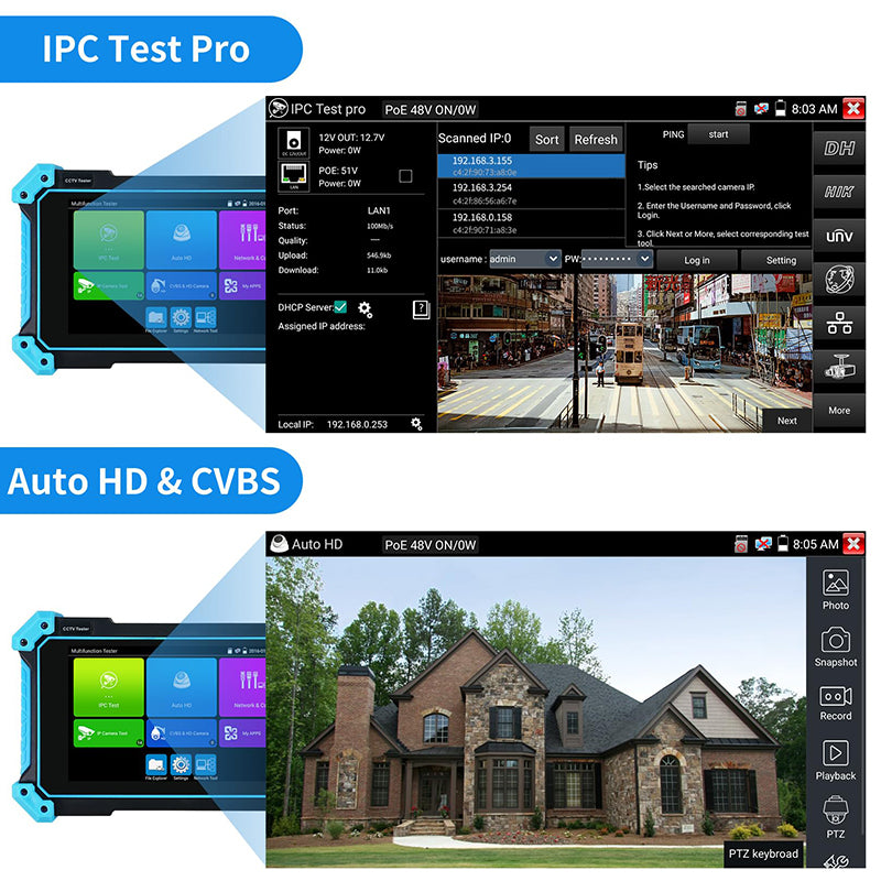 Tester telecamera CCTV NOYAFA NF-IPC715 con supporto 4K