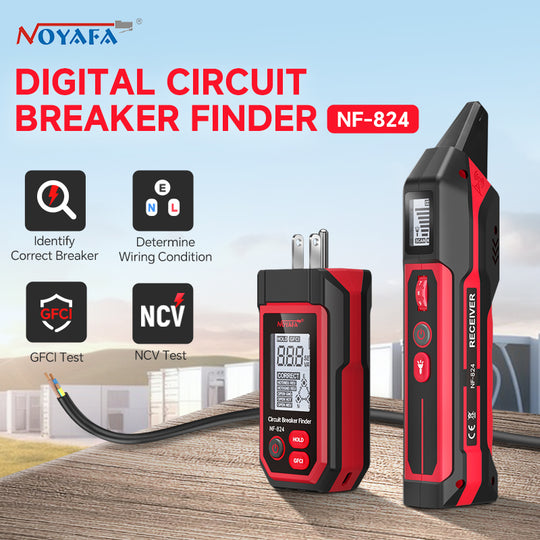 مكتشف قاطع الدائرة Noyafa NF-824 مع اختبار قطبية المقبس وكاشف الجهد غير الملامس