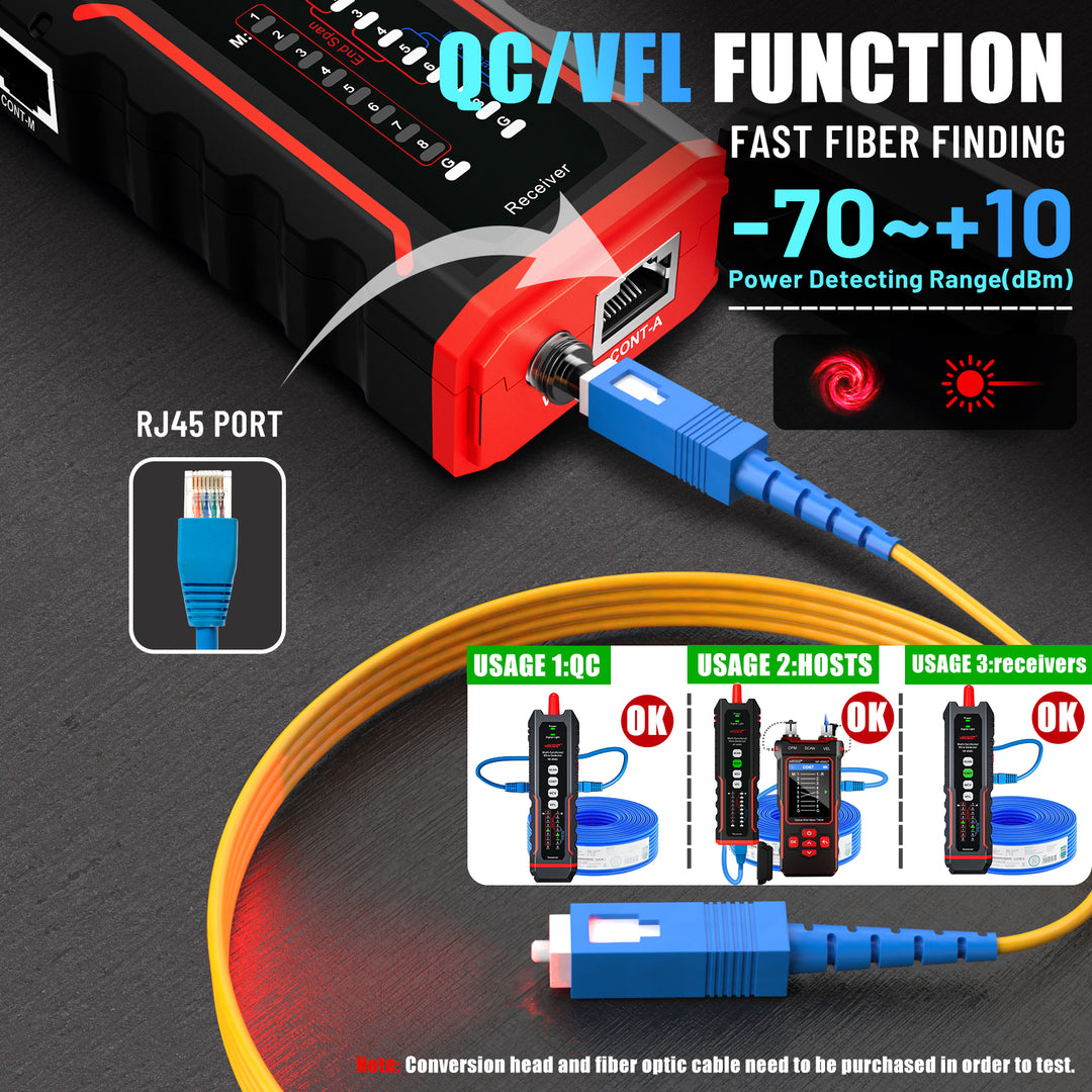 NOYAFA NF-859GT Ethernet & Fiber Multi Cable Tester & Toner with a Unique Receiver Integrating Functions of Remote / Local Wiremapping, VFL, PoE, Crimping Test, & More