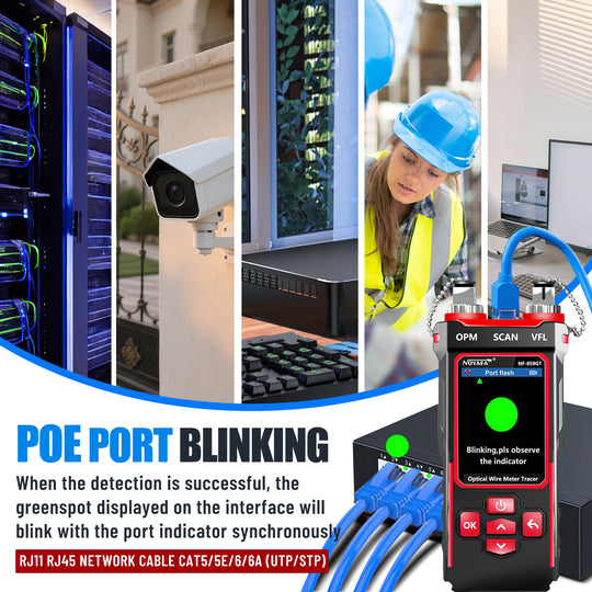 NOYAFA NF-859GT Ethernet & Fiber Multi Cable Tester & Toner with a Unique Receiver Integrating Functions of Remote / Local Wiremapping, VFL, PoE, Crimping Test, & More