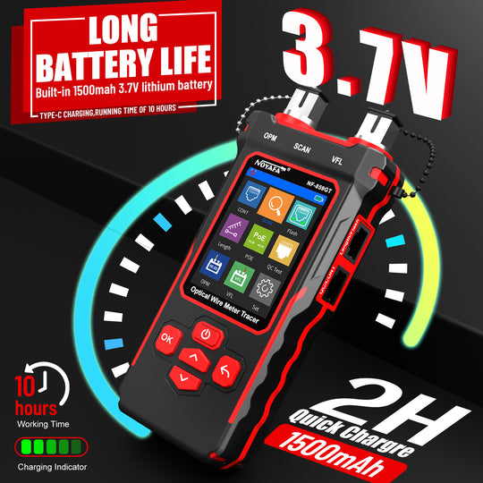 NOYAFA NF-859GT Ethernet & Fiber Multi Cable Tester & Toner with a Unique Receiver Integrating Functions of Remote / Local Wiremapping, VFL, PoE, Crimping Test, & More
