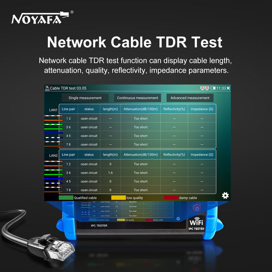 NOYAFA NF-IPC722ATCHS IPC Tester per fotocamere di sicurezza HD 720p, 1080p, 4K