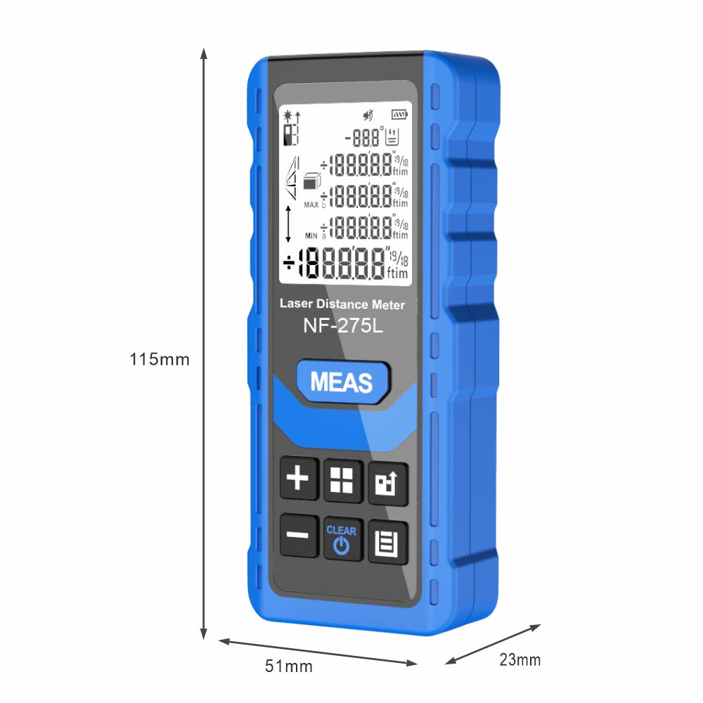 NOYAFA NF-275L Generación Medidor de distancia láser actualizado-Precisión del milímetro, medición rápida de 0.5 segundos, lente de forma libre