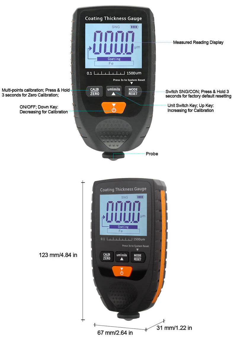 NOYAFA GM998 Coating Thickness Gauge Details