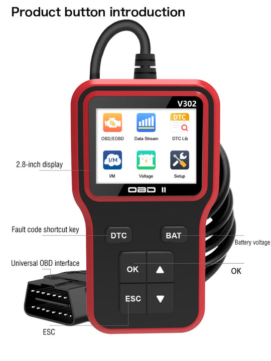 NOYAFA NF-V302 Plug-and-Play Automobile OBD Διαγνωστικό όργανο με 9 OBD II/EOBD Protocols Υποστήριξη για να διαβάσετε γρήγορα τις πληροφορίες σφάλματος του αυτοκινήτου και τις παραμέτρους του οχήματος