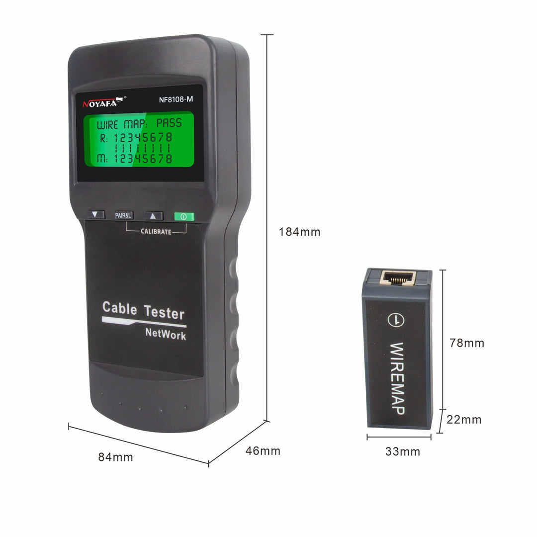 NOYAFA NF-8108M Network Cable Tester Cable Wire Fault Finder with 8 remote. Measure Length for RJ45/Cat5/Cat6/5E/ 6E cable