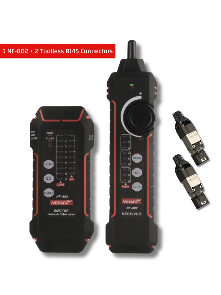 Noyafa NF-802デジタル信号トレース、ワイヤーマッピング、圧着&ポートフラッシュを備えたインテリジェントネットワークケーブルテスター - 迅速なネットワークメンテナンスのためのオールインワンツール
