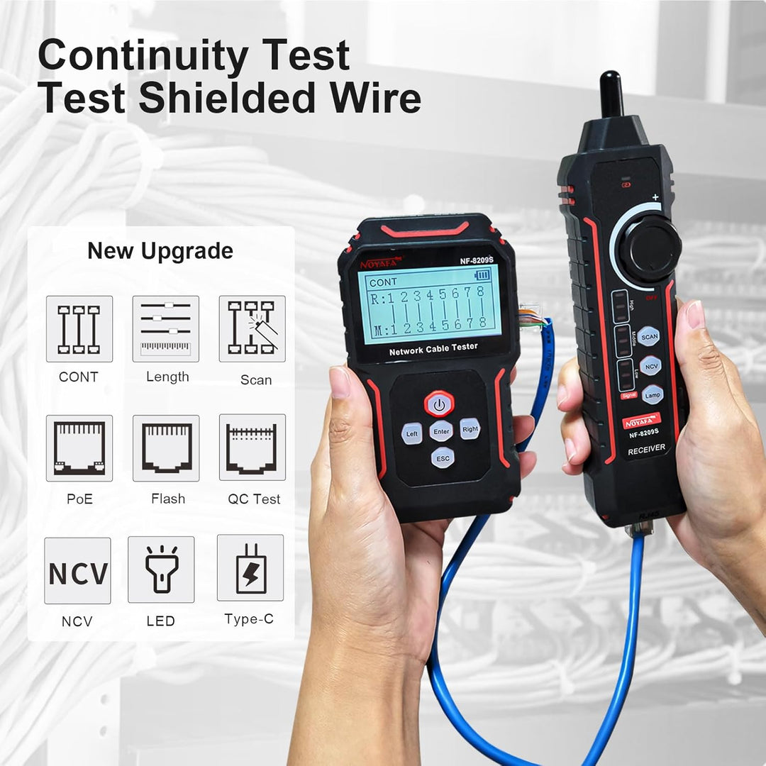 Noyafa NF-8209S-Netzwerkkabel-Tester und Tracer mit Anti-Jamming-Porbe, Crimp, Poe-Port