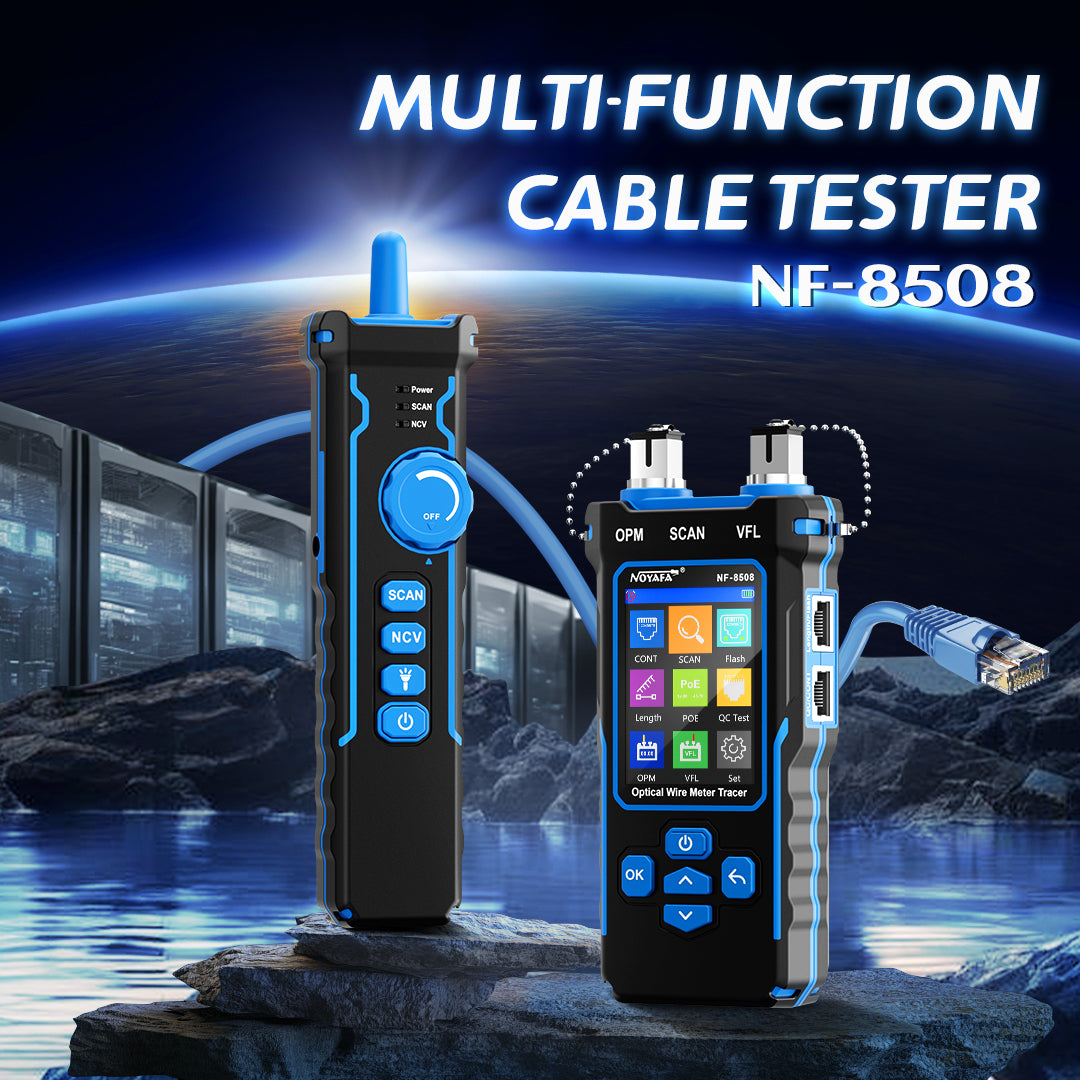 Noyafa NF-8508 9-in-1 Multifunktionsnetzwerkkabel-Kabel-Tester mit Drahtkartierung, Verfolgung, OPM, VFL für die Wartung und Fehlerbehebung von Glasfasern und Ethernet-Netzwerk