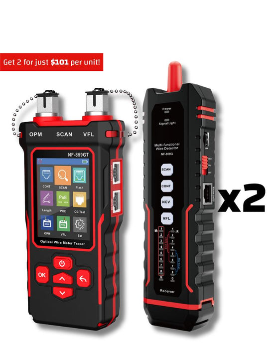 NOYAFA NF-859GT Ethernet & Fiber Multi Cable Tester & Toner with a Unique Receiver Integrating Functions of Remote / Local Wiremapping, VFL, PoE, Crimping Test, & More