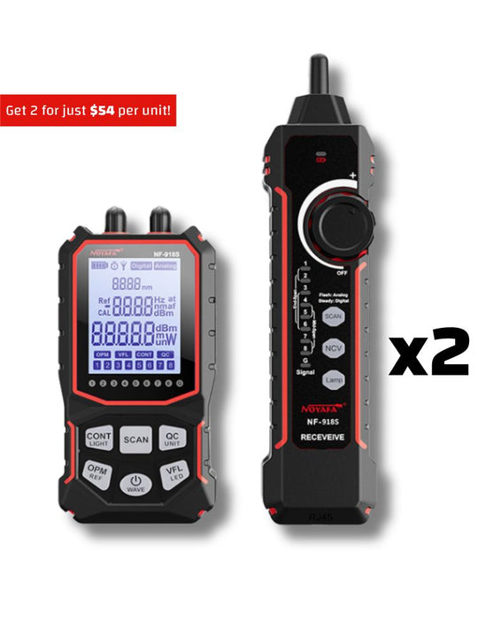 Tester per cavi di rete NOYAFA NF-918s con misuratore di potenza ottica a 6 lunghezze d'onda e localizzatore di guasti visivi (VFL)