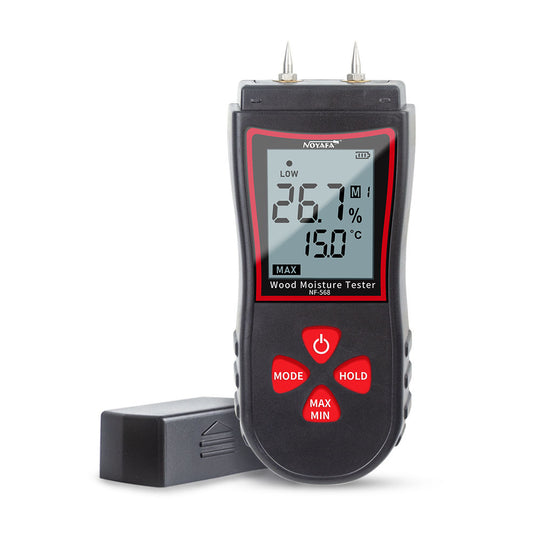 NOYAFA NF-568 Misurazione di umidità in legno digitale per materiale da costruzione di legname, misurazione della temperatura ambiente in stile per spilli