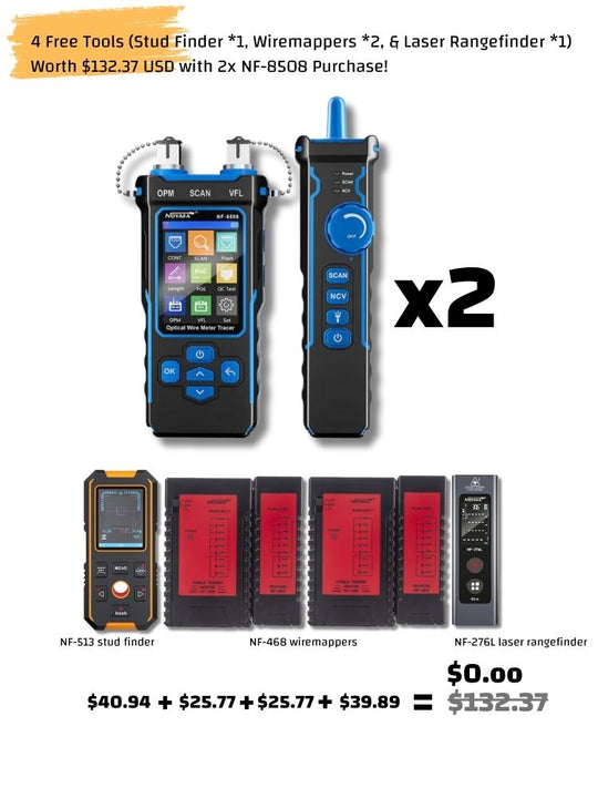 NOYAFA NF-8508 9-in-1 Multifunction Network Cable Tester with Wire Mapping, Tracing, OPM, VFL for Both Fiber Optic and Ethernet Network Maintenance and Troubleshooting