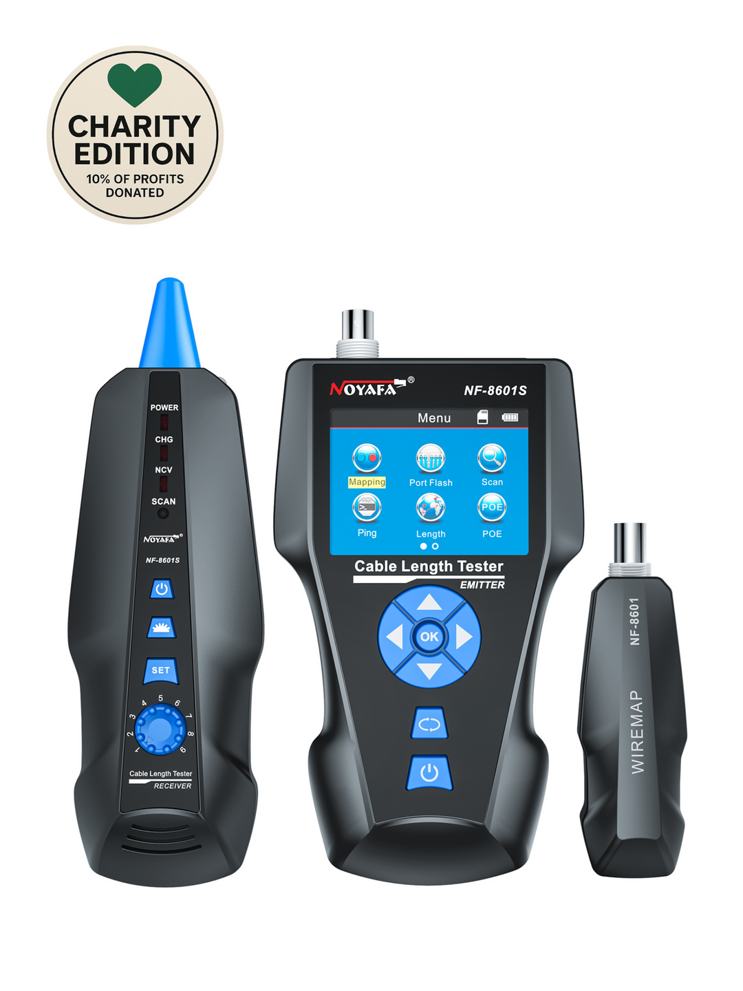 Noyafa NF-8601S TDR Cable Tracer Tester with PoE / Ping for RJ45, RJ11, BNC, Metal Cables