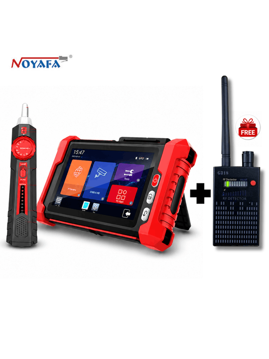 [2026 Nuevo] Noyafa NF-IPC728HSO Probador CCTV Multifuncional – Pantalla 8" Full-HD IPS, Soporte 8K UHD, Puertos Gigabit Ethernet Dobles, Herramientas de Red, Análisis Wi-Fi, Prueba de Cable TDR, PoE, OPM & VFL para Seguridad & Cableado