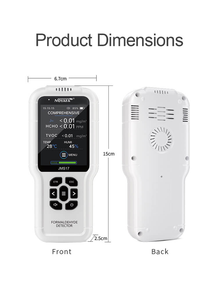 JMS17 Air Quality Tester with Formaldehyde Detector Dimensions