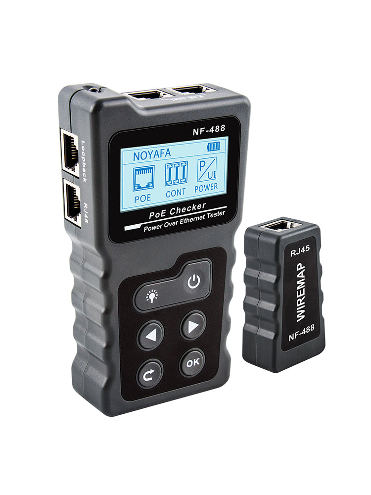 Noyafa NF-488 Power Over Ethernet (POE) -Prüferentester. Identifizieren Sie AT / AF Standard / Spannung / Strom / Strom / Kontinuität / Loopback