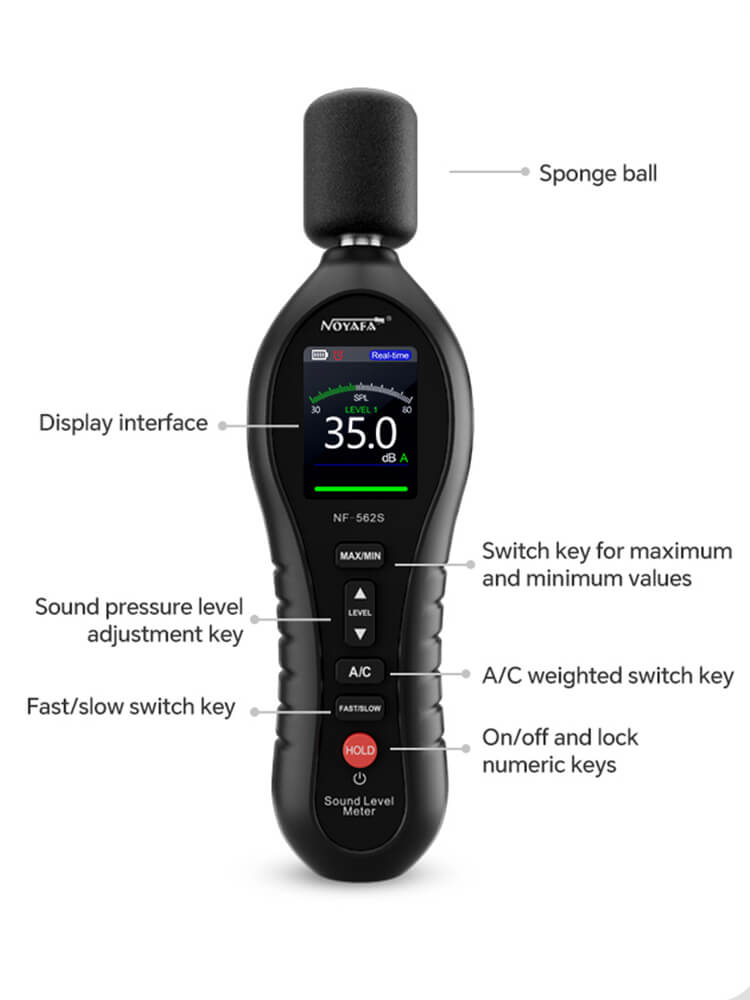Noyafa NF-562S Sound Level-Messgerät mit 30 dB bis 130 dB SPL-Maß