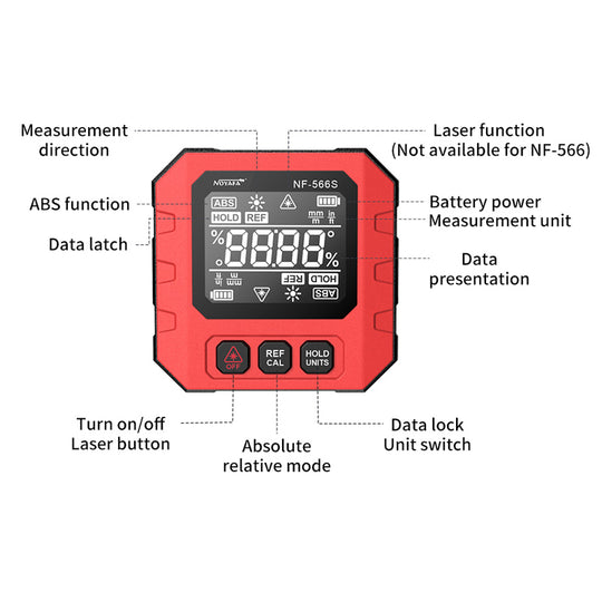 Noyafa NF-566/566S Digital Conclinometer-Can Bridge Railway 포장 토목 공학 건설, 장식, 산업용 자동화, 지능형 플랫폼 분야에서 사용됩니다.