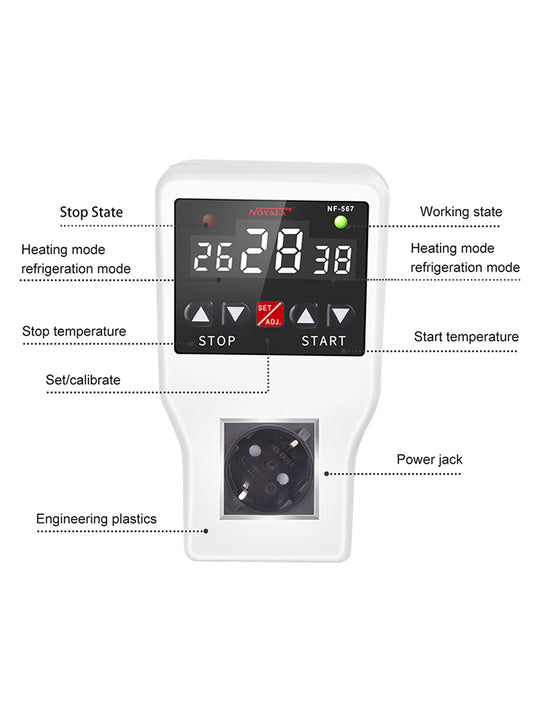 Noyafa NF -567 Timer Thermostat с водонепроницаемым зондом 10A 2200 Вт диапазон -9 ~ 99 ℃