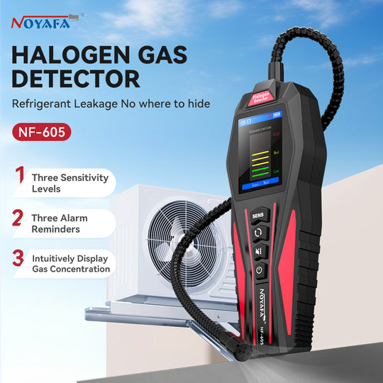 Noyafa NF-605 Halogen Gas Detector - Precise Refrigerant Leak Detection Tool for HVAC, Chemical & Industrial Use