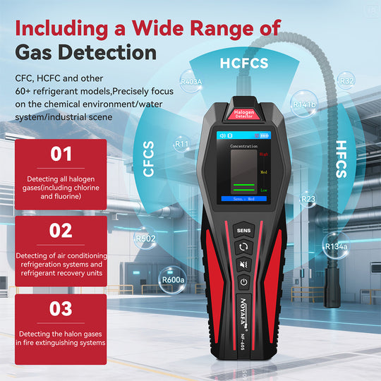Noyafa NF-605 Halogen Gas Detector - Precise Refrigerant Leak Detection Tool for HVAC, Chemical & Industrial Use