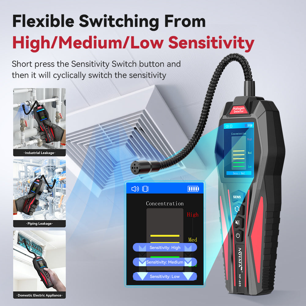 Noyafa NF-605 Halogen Gas Detector - Precise Refrigerant Leak Detection Tool for HVAC, Chemical & Industrial Use