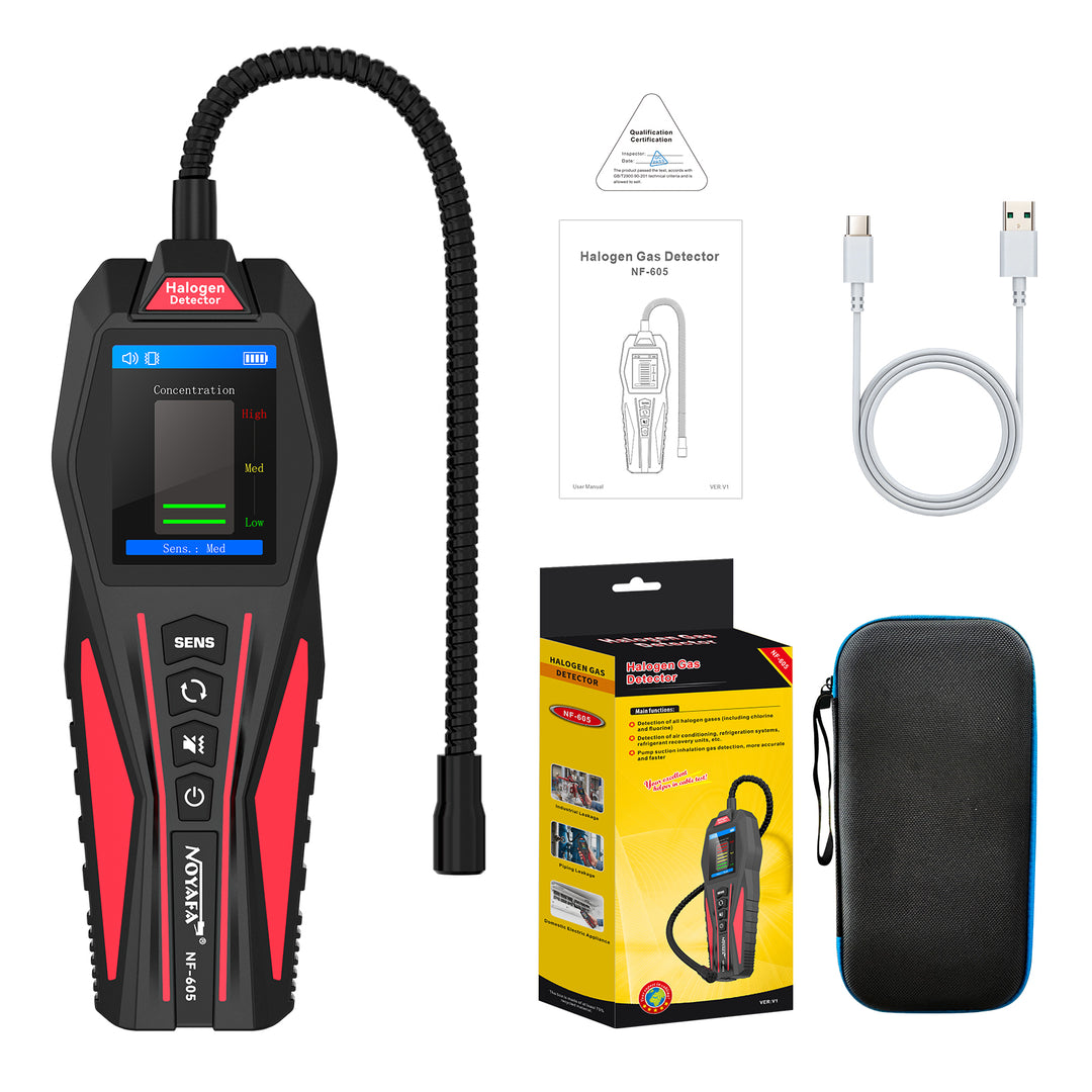 Noyafa NF-605 Halogen Gas Detector - Precise Refrigerant Leak Detection Tool for HVAC, Chemical & Industrial Use