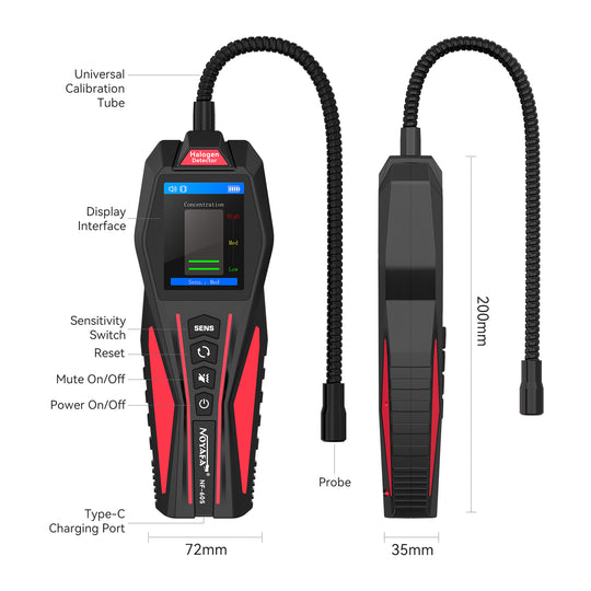 Noyafa NF-605 Halogen Gas Detector - Precise Refrigerant Leak Detection Tool for HVAC, Chemical & Industrial Use
