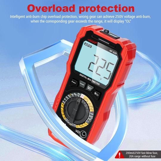 NOYAFA NF-628 جهاز قياس رقمي متعدد عدد 6000 مع NCV، 1000 فولت تيار مستمر/750 فولت تيار متردد، 10 أمبير