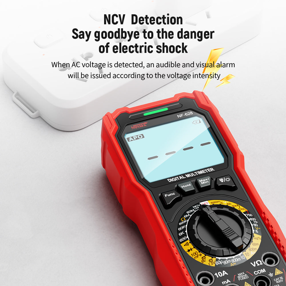 NOYAFA NF-628 جهاز قياس رقمي متعدد عدد 6000 مع NCV، 1000 فولت تيار مستمر/750 فولت تيار متردد، 10 أمبير