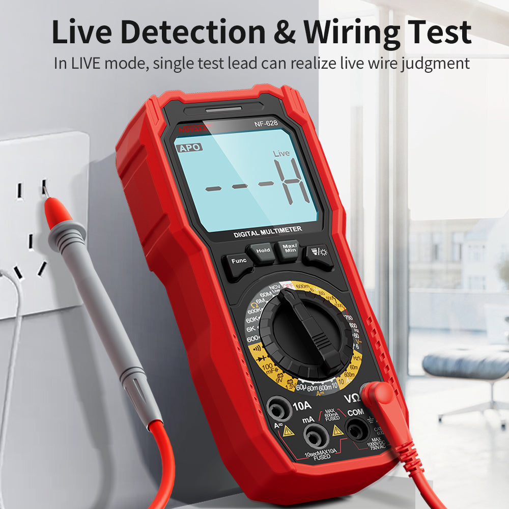 NOYAFA NF-628 جهاز قياس رقمي متعدد عدد 6000 مع NCV، 1000 فولت تيار مستمر/750 فولت تيار متردد، 10 أمبير