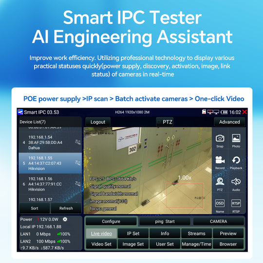 NOYAFA NF-728 Tester IPC per telecamere di sicurezza HD 720p, 1080p, 4K
