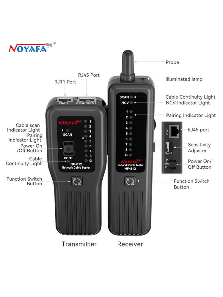 NOYAFA NF-812 Network Cable Tester for RJ45 and RJ11