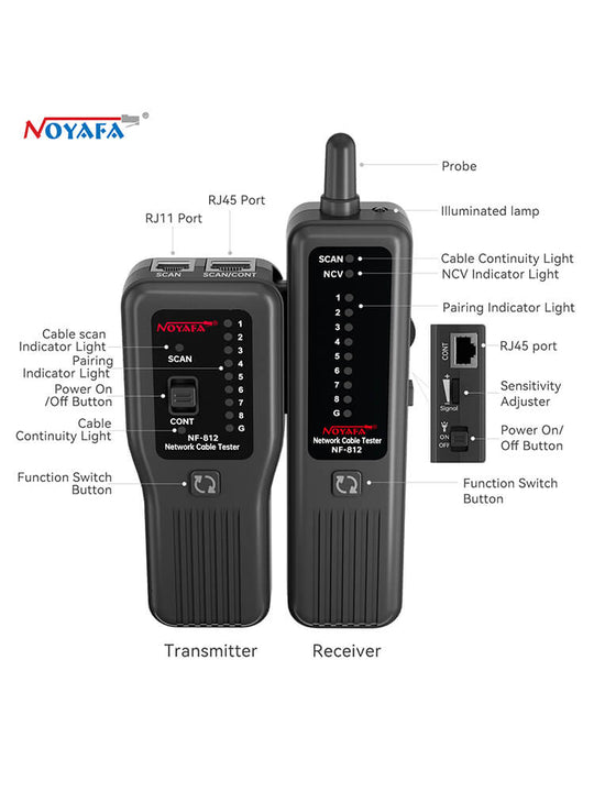 Noyafa NF-812 Tester de cable de red para RJ45 y RJ11