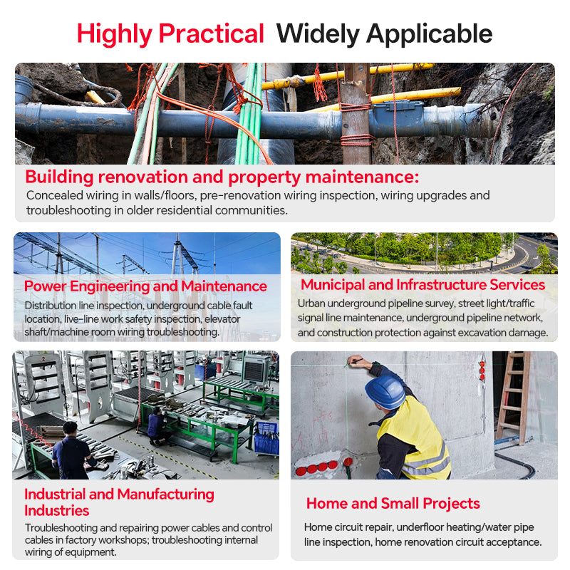 NOYAFA NF-829 — Detector de cables y cables subterráneos (2 m, NCV, buscador de puntos de interrupción)