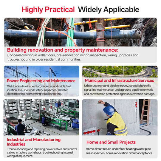 NOYAFA NF-829 — Detector de cables y cables subterráneos (2 m, NCV, buscador de puntos de interrupción)