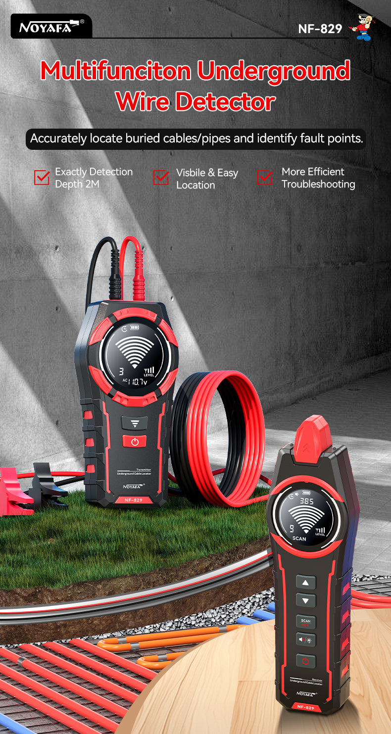NOYAFA 2026 New Portable Buried Cable/Wire/Pipe Locator - 2m Detection