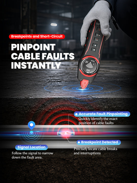 [2026 New] NOYAFA NF-829 Pro Underground Wire & Cable & Pipe Detector with Magnetic Back – 2m (6.56ft) Depth Cable Tracer with 12-600V Live Detection, Breakpoint Finder, NCV, & HD Display for Electrical Repair, Renovation, Infrastructure