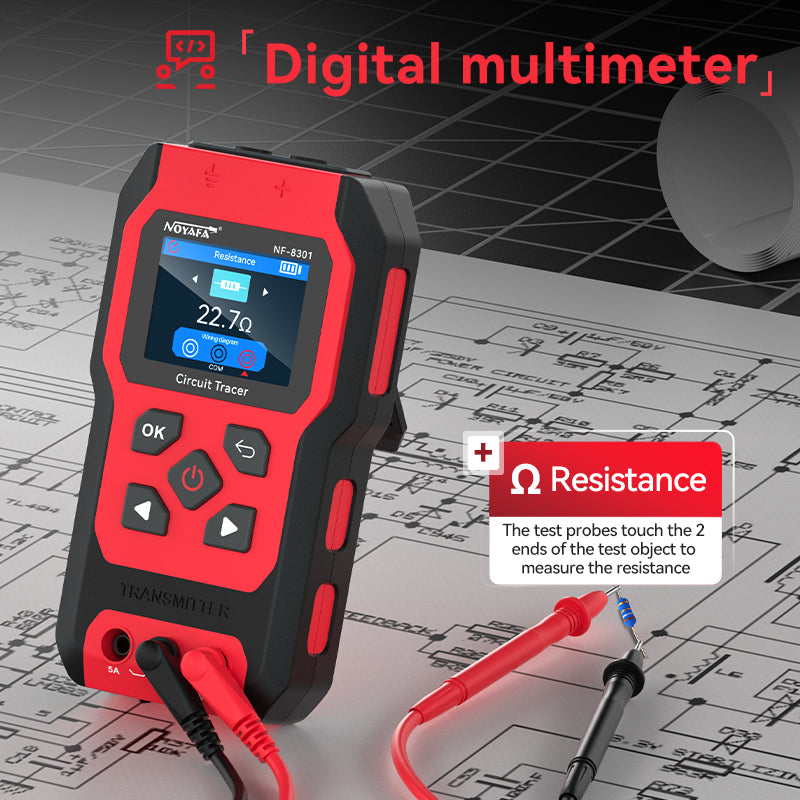[2026 New] NOYAFA NF-8301 Professional Underground & Wall Circuit Tracer with Digital Multimeter, Dual-Antenna Cable Locator & Fault Finder for Construction, Maintenance & Repair of Power Cables, Communication Cables, Electric Heating Lines, Pipes