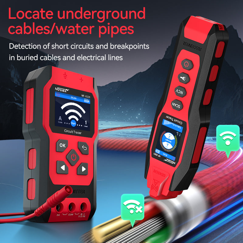 [2026 New] NOYAFA NF-8301 Professional Underground & Wall Circuit Tracer with Digital Multimeter, Dual-Antenna Cable Locator & Fault Finder for Construction, Maintenance & Repair of Power Cables, Communication Cables, Electric Heating Lines, Pipes