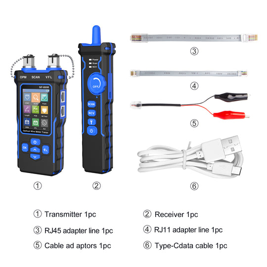 NOYAFA NF-8508 9-in-1 Multifunction Network Cable Tester with Wire Mapping, Tracing, OPM, VFL for Both Fiber Optic and Ethernet Network Maintenance and Troubleshooting