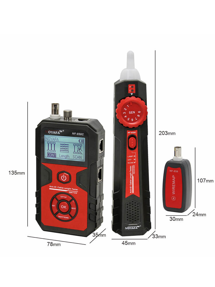 NOYAFA NF-858C Cable multifunción y trazador de cable y probador. Encuentre y pruebe la red, BNC Coaxial e incluso los cables de fibra.