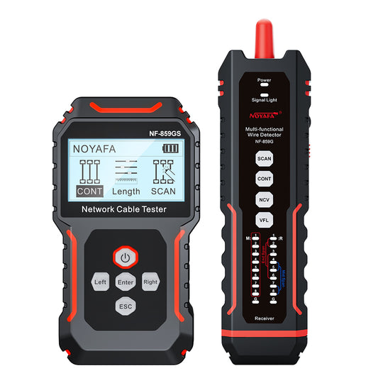 NOYAFA NF-859GS Network Cable Tester with red Light Pen 10mw Visual Fault Locator,for POE RJ45 RJ11 CAT5 CAT6 Cable Toner Continuity Test/Length Measure Fault Distance/Wire Tracer Ethernet LAN