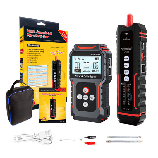 NOYAFA NF-859GS Network Cable Tester with red Light Pen 10mw Visual Fault Locator,for POE RJ45 RJ11 CAT5 CAT6 Cable Toner Continuity Test/Length Measure Fault Distance/Wire Tracer Ethernet LAN